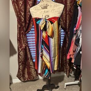 Lauren Ralph Lauren Silk Dress with Multicolor Stripes